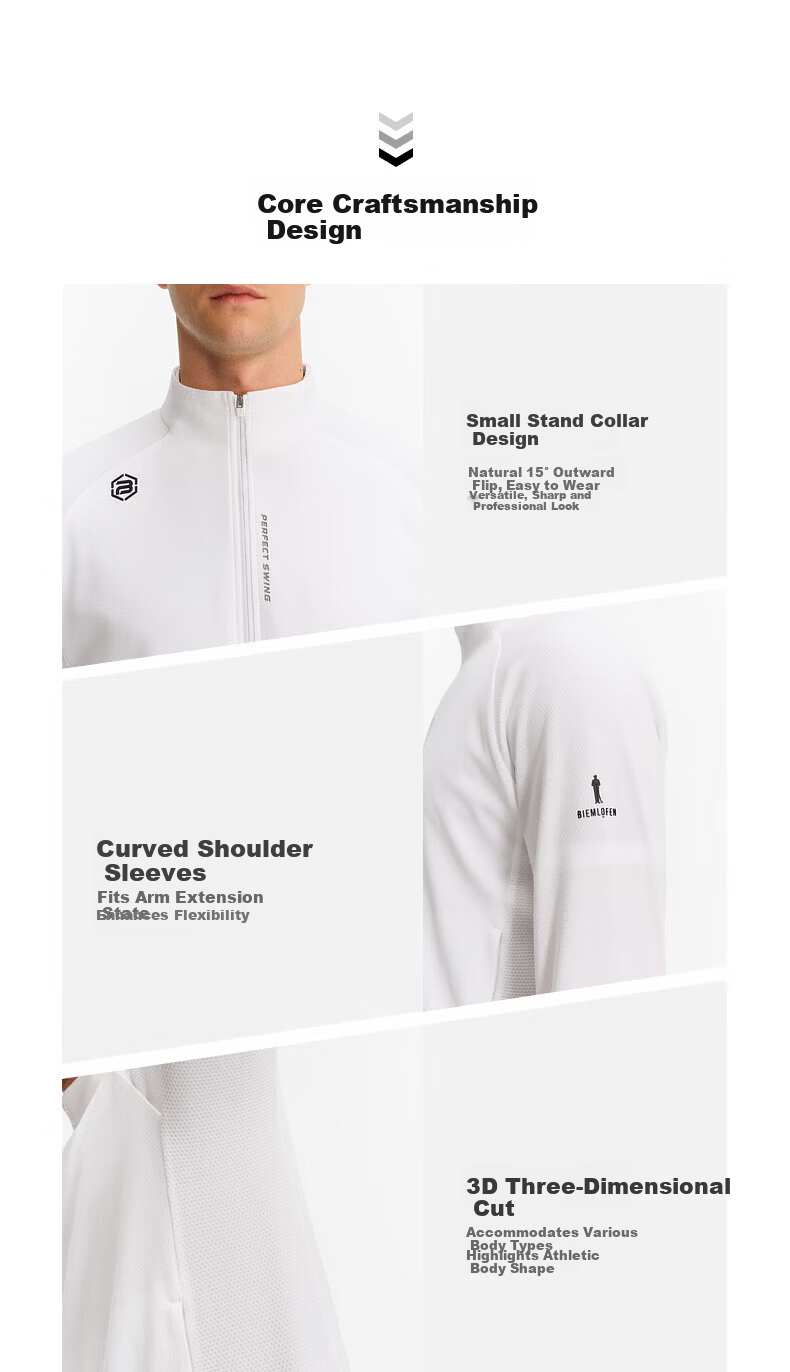 Biyinlefen Golf [Imported Textured Fabric] 2026 Spring New Men's Stand Collar Sports Casual Stretch Comfortable Breathable Jacket 5